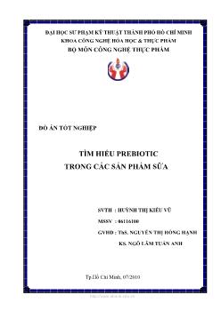Đồ án Tìm hiểu Prebiotic trong các sản phẩm sữa