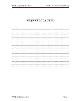 Đồ án Tổng quan các yếu tố công nghệ ảnh hưởng đến cấu trúc và vẻ bề ngoài của sản phẩm thực phẩm dạng bán rắn