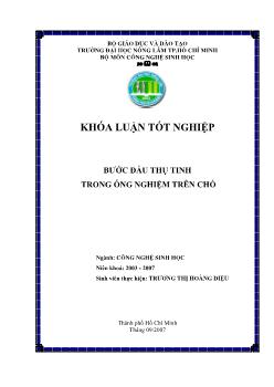 Khóa luận Bước đầu thụ tinh trong ống nghiệm trên chó