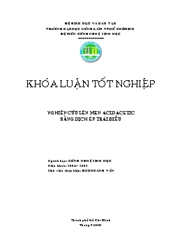 Khóa luận Nghiên cứu lên men Acid Acetic bằng dịch ép trái điều