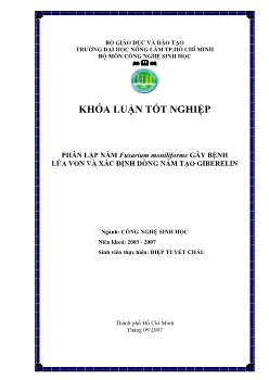 Khóa luận Phân lập nấm Fusarium moniliforme gây bệnh lúa von và xác định dòng nấm tạo Giberelin