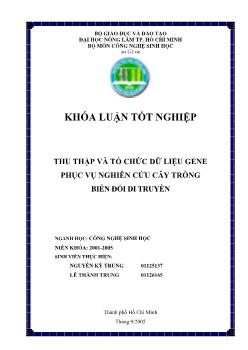 Khóa luận Thu thập và tổ chức dữ liệu gene phục vụ nghiên cứu cây trồng biến đổi di truyền