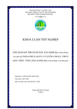 Khóa luận Ứng dụng kỹ thuật RT-PCR xác định Macrobrachium rosenbergii Noda Virus (MrNV) và Extra Small Virus (XSV) trên tôm càng xanh (Macrobrachium rosenbergii)