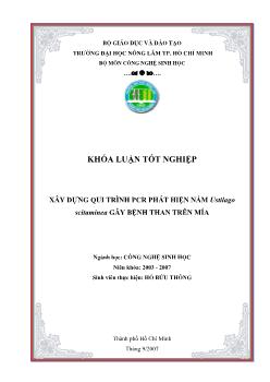 Khóa luận Xây dựng qui trình PCR phát hiện nấm Ustilago scitaminea gây bệnh than trên mía