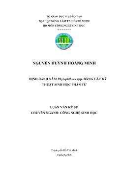 Luận văn Định danh nấm Phytophthora SPP bằng các kỹ thuật sinh học phân tử
