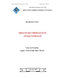 Luận văn Khảo sát quy trình sản xuất giá đầu xanh sạch