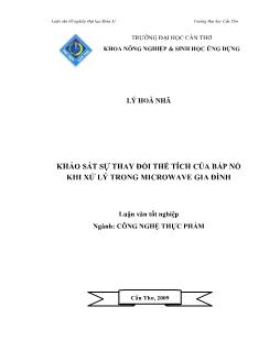 Luận văn Khảo sát sự thay đổi thể tích của bắp nổ khi xử lý trong Microwave gia đình