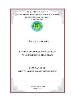 Luận văn Ly trích sắt từ cây Rau ngót làm vi lượng bổ sung thực phẩm