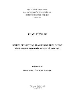 Luận văn Nghiên cứu gây tạo Trầm hương trên cây Dó bầu bằng phương pháp vi sinh và hóa học