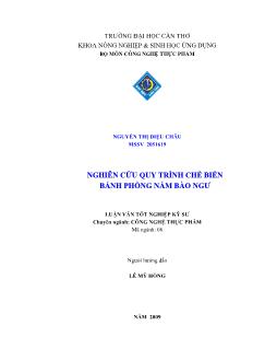 Luận văn Nghiên cứu quy trình chế biến bánh phồng nấm Bào ngư