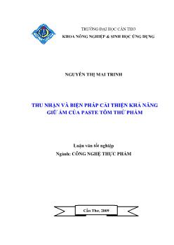 Luận văn Thu nhận và biện pháp cải thiện khả năng giữ ấm của Paste tôm thứ phẩm