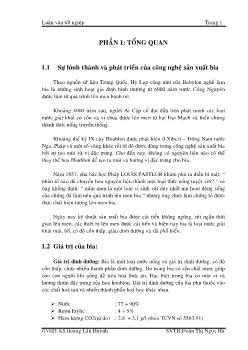 Luận văn Tìm hiểu quy trình công nghệ sản xuất bia tại nhà máy bia Lida ở Thành phố Hồ Chí Minh