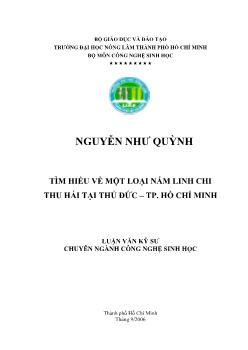 Luận văn Tìm hiểu về một loại nấm Linh chi thu hái tại Thủ Đức - TP Hồ Chí Minh