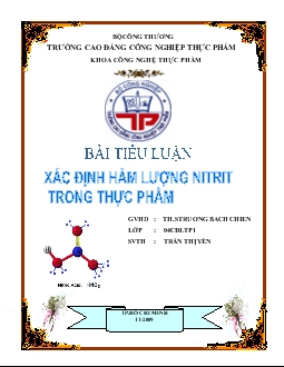 Tiểu luận Xác định hàm lượng Nitrit trong thực phẩm