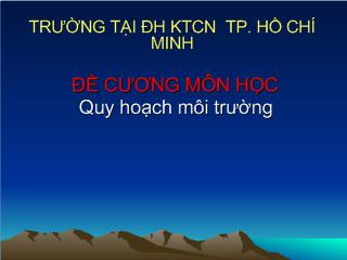 Bài giảng Quy hoạch môi trường