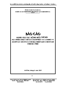 Báo cáo Đánh giá tác động môi trường dự án khai thác mỏ đất động một xã Cẩm Mỹ và động Cọc Trầu xã Cẩm Thạch, huyện Cẩm Xuyên, tỉnh Hà Tĩnh