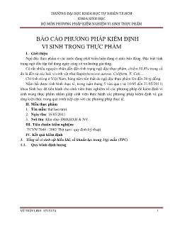 Báo cáo Phương pháp kiểm định vi sinh trong thực phẩm