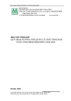 Báo cáo Quy hoạch tổng thể quản lý chất thải rắn vùng tỉnh Bình Định đến năm 2020