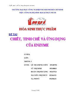 Đề tài Chiết, tinh chế và ứng dụng của Enzyme