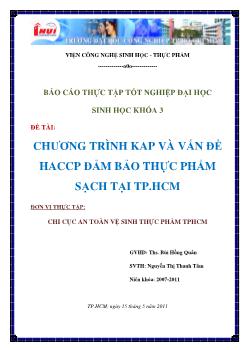 Đề tài Chương trình KAP và vấn đề HACCP đảm bảo thực phẩm sạch tại TP HCM
