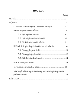 Đề tài Đánh giá chất lượng bao bì chất dẻo của thương hiệu trà xanh không độ