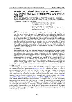 Đề tài Nghiên cứu giải mã vùng gen VP1 của một số mẫu vacxin viêm gan vịt hiện đang sử dụng tại Việt Nam