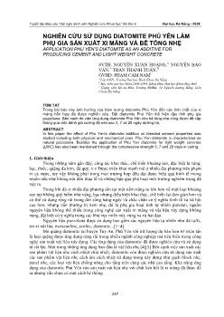 Đề tài Nghiên cứu sử dụng Diatomite Phú Yên làm phụ gia sản xuất xi măng và bê tông nhẹ