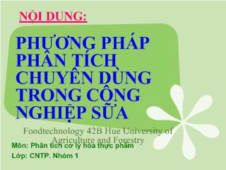 Đề tài Phương pháp phân tích chuyên dùng trong công nghiệp sữa