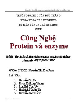 Đề tài Tìm hiểu và thu nhận Enzyme Amylase từ chủng nấm mốc Aspergillus Oryzae