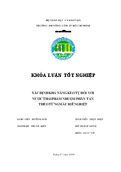 Khóa luận xác định khả năng keo tụ đối với nước thải phẩm nhuộm phân tán theo từng màu riêng biệt