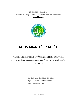 Khóa luận Xây dựng hệ thống quản lý môi trường theo tiêu chuẩn ISO 14001:2004 tại công ty cổ phần bột giặt LIX