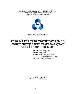 Luận văn Khảo sát khả năng ứng dụng của màng BC hấp phụ dịch Nisin trong bảo quản lòng đỏ trứng vịt muối