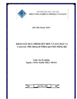 Luận văn Khảo sát quá trình lên men và sấy hạt ca cao sau thu hoạch theo qui mô nông hộ
