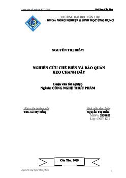 Luận văn Nghiên cứu chế biến và bảo quản kẹo chanh dây
