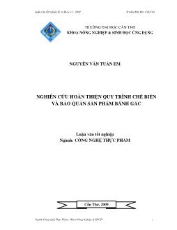 Luận văn Nghiên cứu hoàn thiện quy trình chế biến và bảo quản sản phẩm bánh gấc