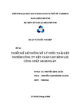 Luận văn Thiết kế hệ thống xử lý nước thải dệt nhuộm công ty dệt chăn len Bình Lợi công suất 200 m3/ngày