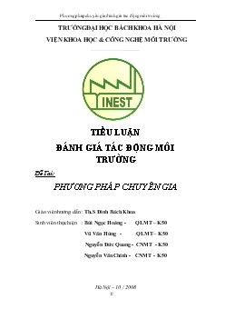Tiểu luận Đánh giá tác động môi trường - Phương pháp chuyên gia