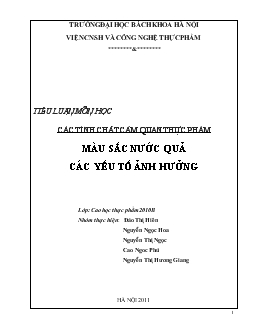 Tiểu luận Màu sắc nước quả và các yếu tố ảnh hưởng