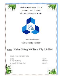 Tiểu luận Nhân giống vô tính cây Lô hội