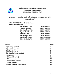 Tiểu luận Những biến đổi hóa sinh của thịt gia súc sau giết mổ