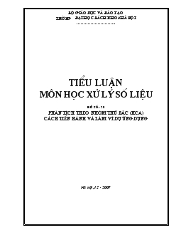 Tiểu luận Phân tích theo nhóm thứ bậc (HCA) cách tiến hành và làm ví dụ ứng dụng