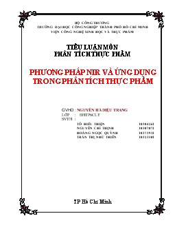 Tiểu luận Phương pháp NIR và ứng dụng trong phân tích thực phẩm