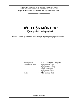 Tiểu luận Quản lý chất thải thiết bị điện, điện tử gia dụng ở Việt Nam