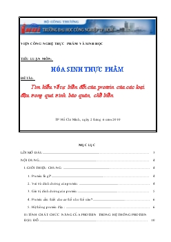 Tiểu luận Tìm hiểu về sự biến đổi của Protein của các loại đậu trong quá trình bảo quản, chế biến