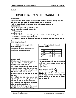 Giáo án Vật lý 10 - Bài 40: Định luật Boyle - Mariotte