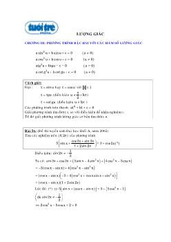 Ôn tập Phương trình bậc hai với các hàm số lượng giác