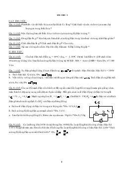 Bộ đề thi học kỳ 1 Vật lý 11 kèm đáp số