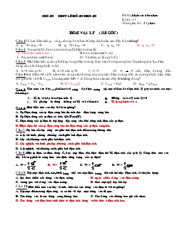 Đề thi khảo sát chất lương đầu năm vật lý 11 - Trường THPT Lê Hồng Phong