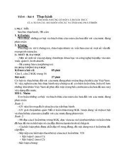 Giáo án địa 11 - Thực hành: Tìm hiểu những cơ hội và thách thức của toàn cầu hoá đối với các nước đang phát triển