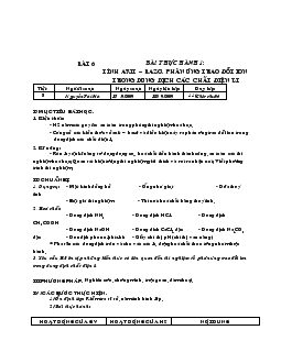 Giáo án hóa 11 - Bài thực hành 1: Tính axit – bazơ phản ứng trao đổi ion trong dung dịch các chất điện li